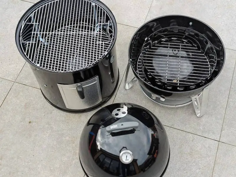 Weber Smokey Mountain top view with three components